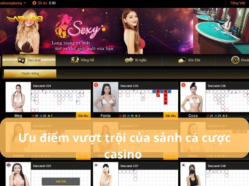 Những ưu điểm khi chơi casino online tại AEV99